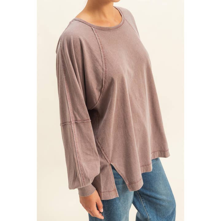 HYFVE - Wholesale Shirt - Women's - Washed Oversized Long Sleeve Top With Slit15