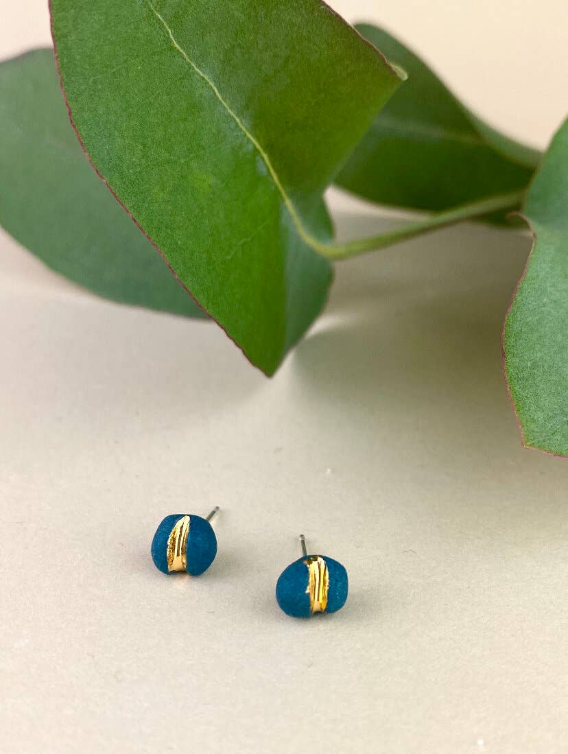 Barrow PDX – wholesale Stud/post earrings – Macaron Studs - Colorful Pigmented Porcelain with Gold1