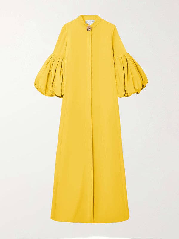 FurDecoration - Wholesale Dress - Women's - Flowy Floral Stand Collar Lantern Sleeve Maxi Dress19