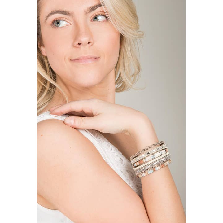 SAACHI - Wholesale Bangle Bracelet - Sweet Sands Multi Strand Leather Bracelet