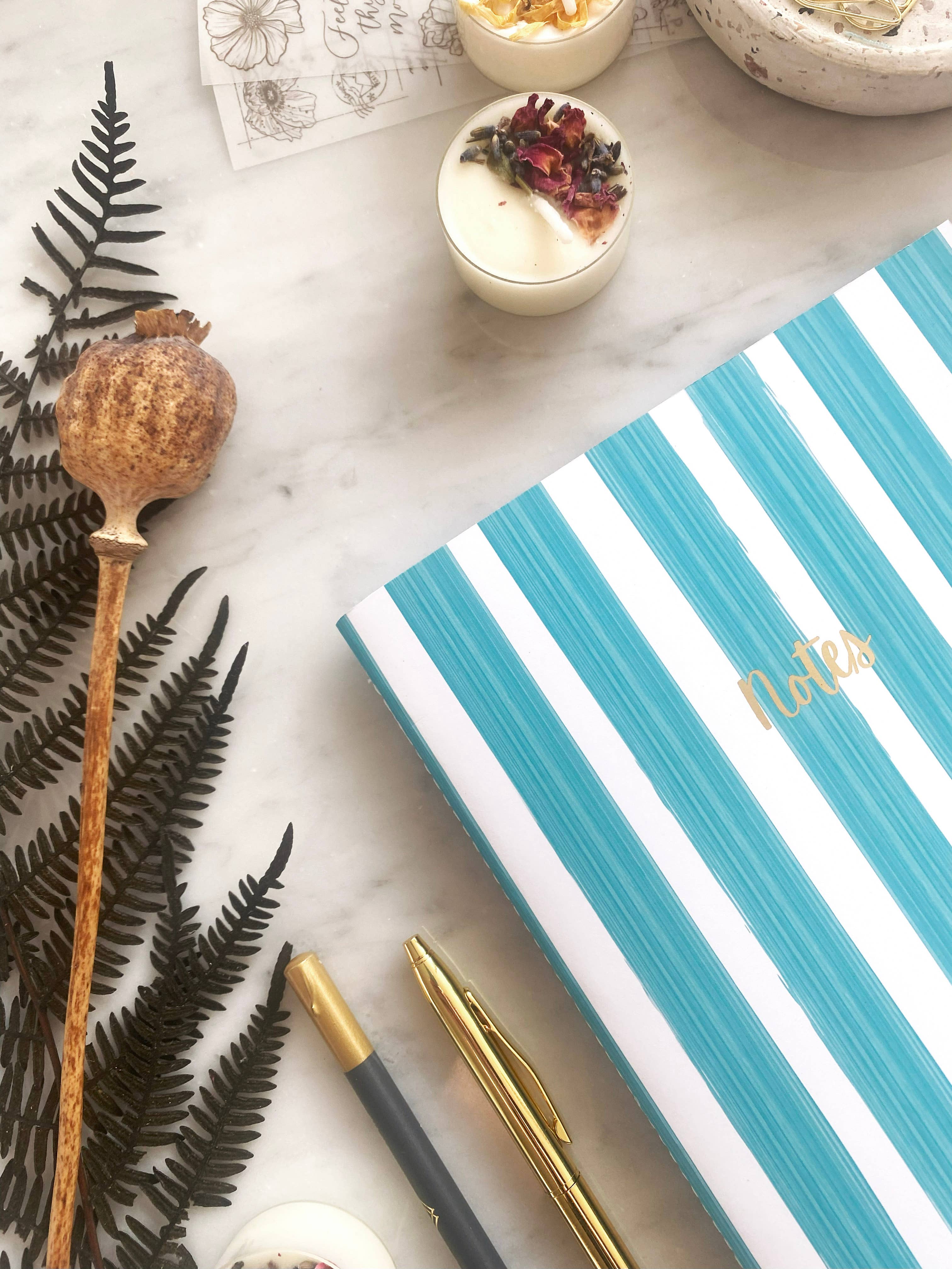 PAPERCROWN NI - Wholesale Notebook - Striped Notebook with Gold Foil and Recycled Pages2