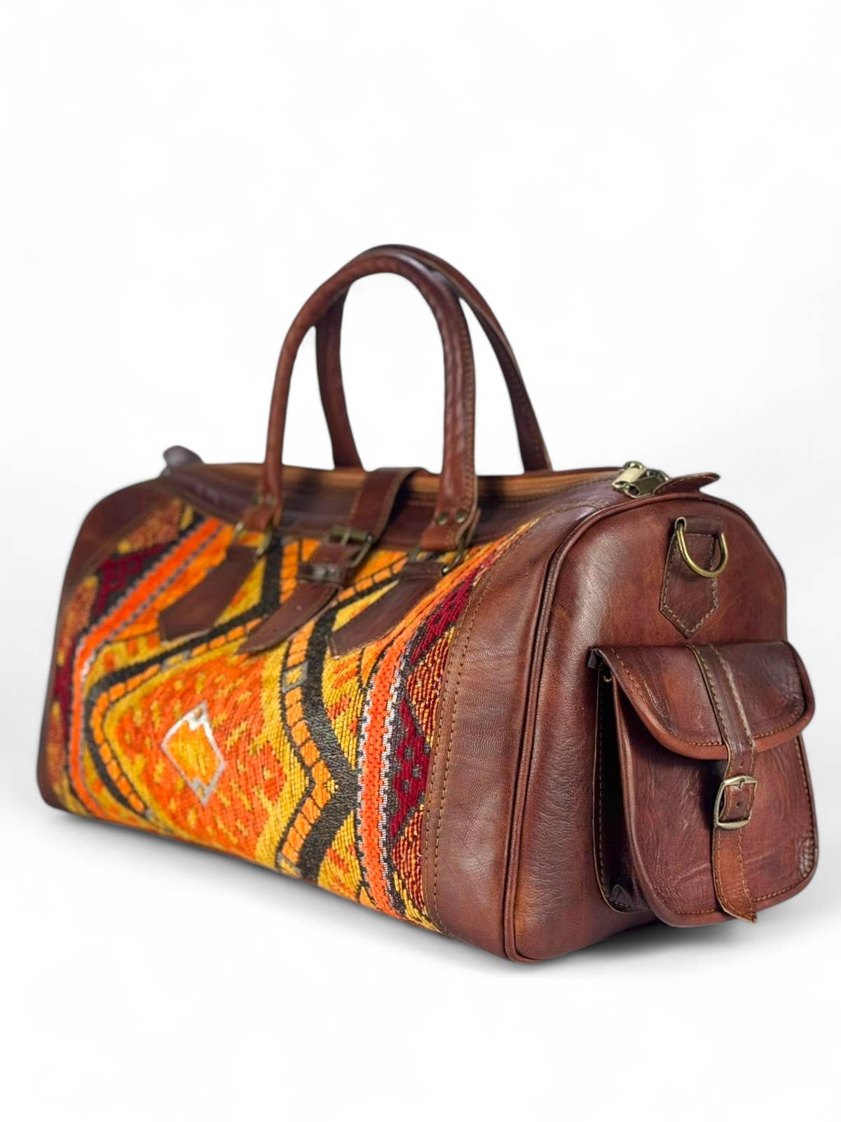 Melecraft – Saco de viagem - Unissexo por atacado – Bolsa de Couro Artesanal e Kilim – Bolsa de Viagem Marroquina2