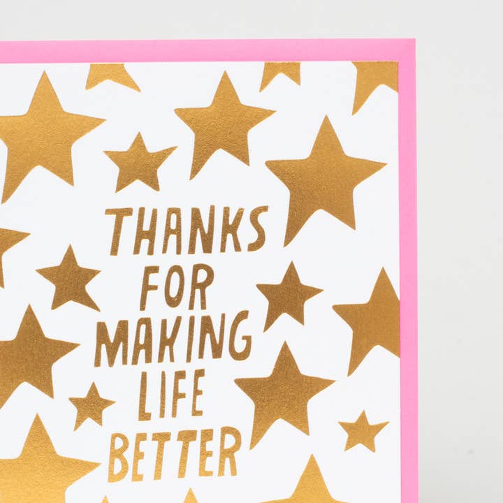 Egg Press Manufacturing - Wholesale Thank You Card - Making Life Better Stars Letterpress Greeting Card by Ashkahn