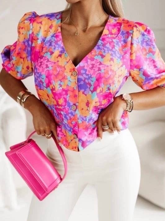 ESTEE BROWN - Wholesale Blouse - Women's - Printed shirt top - 100% Viscose - 2481-1