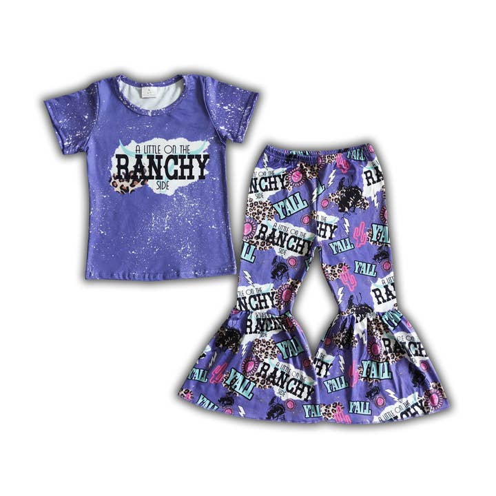 A little of ranchy side bell bottom pants girls outfits for wholesale by Yawoo Garments