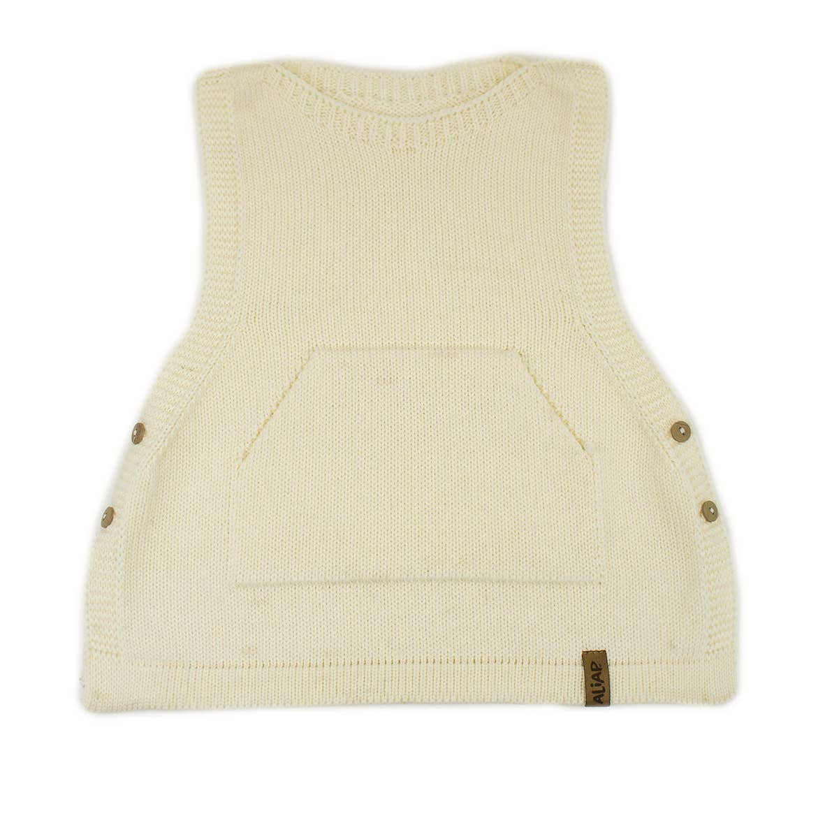 ALIAP - Vente Pull sans manches – enfant - Débardeur en laine mérinos avec poche kangourou 2016W0