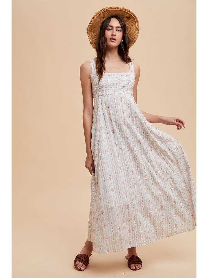 In Loom – Engroshandel Kjole - Dame – BOMULD FLORAL FIRKANTET HALS MAXI7