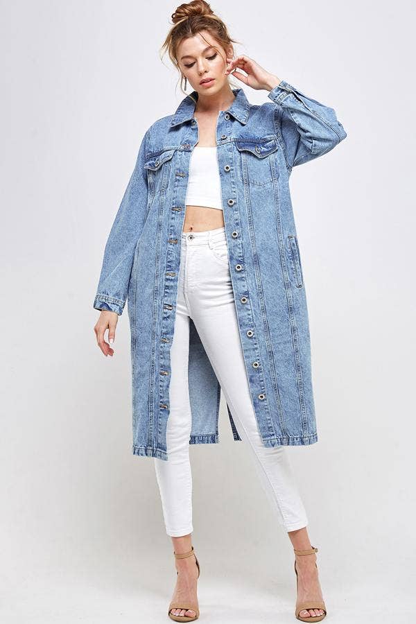 BLUE AGE – wholesale Denim jacket – Women's – Long Trench Coat Denim Jean Jacket (OPEN PACK)15