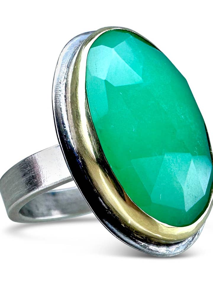 Mixed Metal Chalcedony Ring for wholesale by Austin Titus Studio