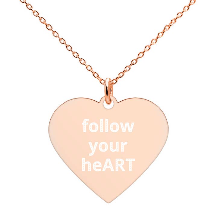 "Follow Your Heart" Engraved Heart Necklace for wholesale by Crystal Sokuu