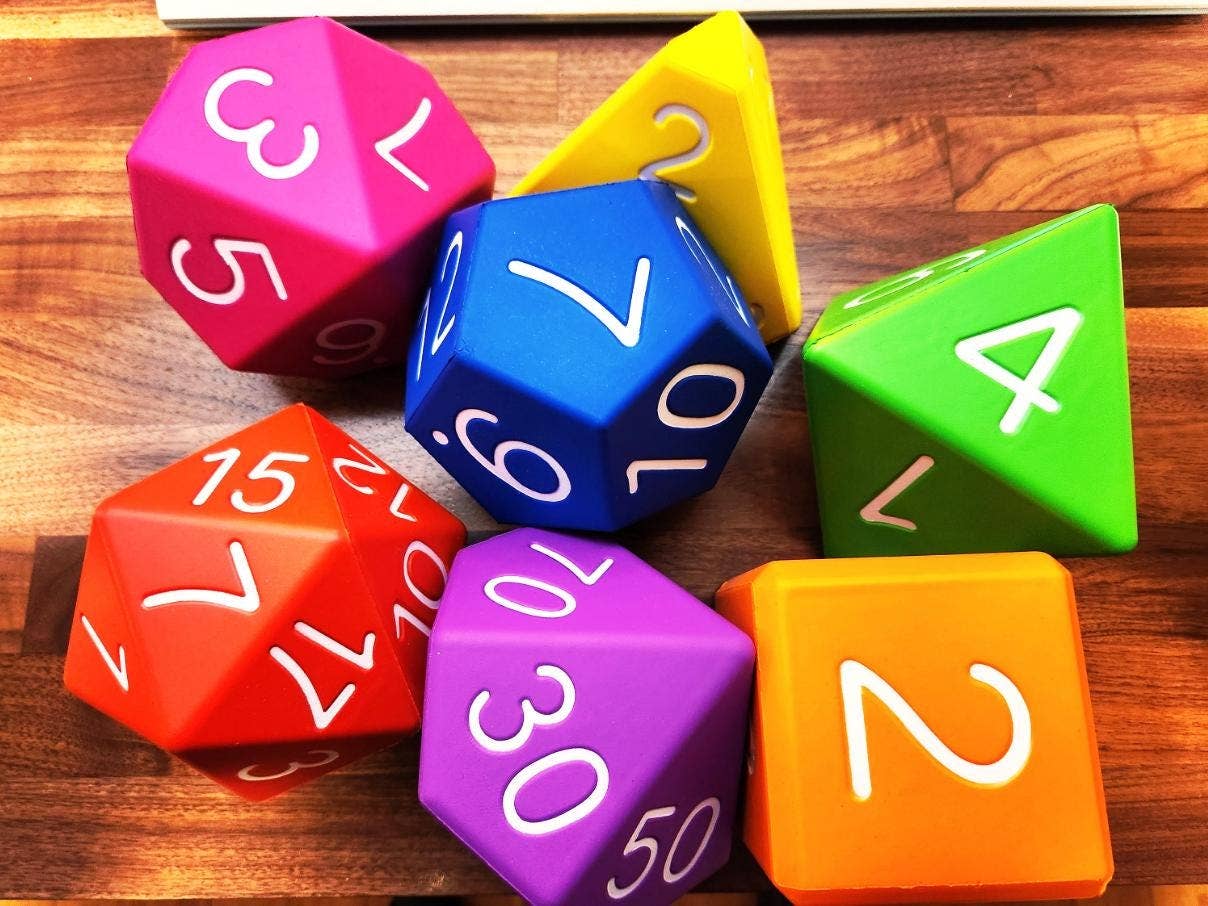 Cultivation Games - Wholesale Dice - 4 inch Polyhedral Set (7 dice) Zucati Big Foam Dice1
