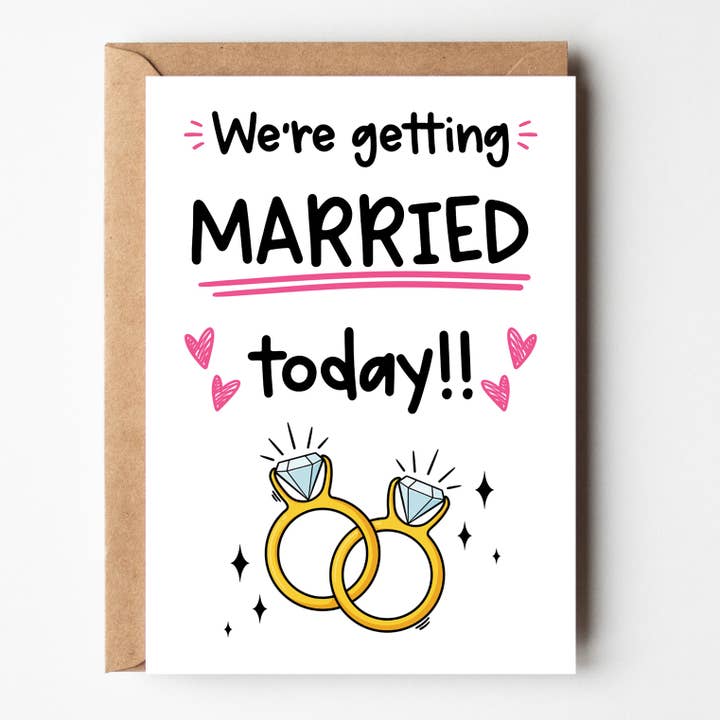 Getting Married Today - Lesbian Gay Wedding Greeting Card for wholesale by The Laughing Sloth