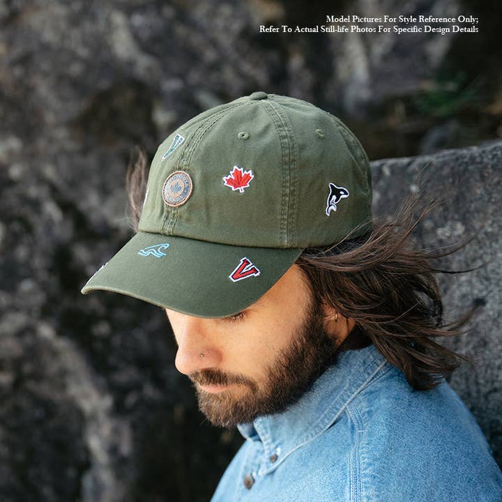 Northern Icons Creations INC - Wholesale Baseball Cap - Unisex - Canada Icons All-Over Embroidery Cotton Cap