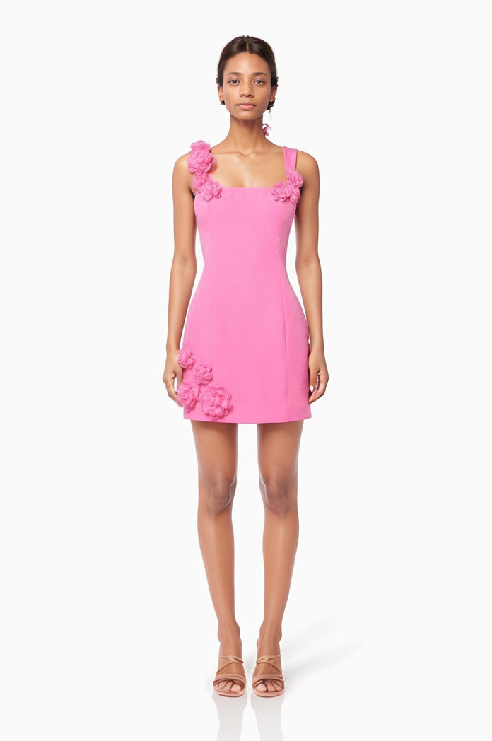 Sanyao Fashion - Wholesale Dress - Women's - SF12 Elegant 3D Floral Spaghetti Strap Backless A-Line Dress1