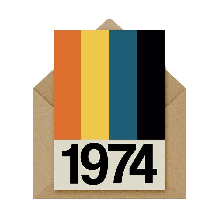 Retro Stripe Sundaze Card & Print in Years 1960 - 2024 for wholesale by Frances Collett