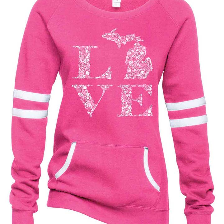 Love Floral - Ladies' Varsity Pullover for wholesale by Live Love Michigan