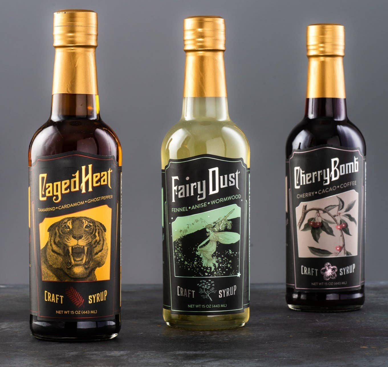 Absinthia's Bottled Spirits - Wholesale Cocktail Mix/Syrup - Caged Heat for cocktails & mocktails 1 Case 12 15oz bottles6