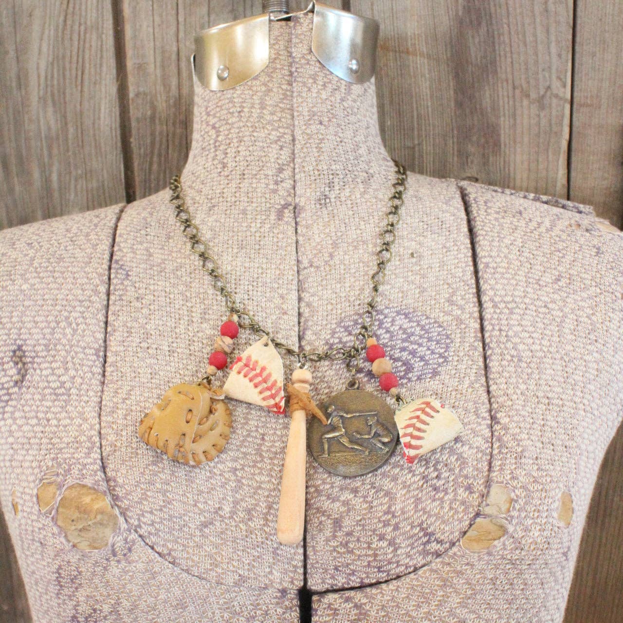 The Primitive Peddler, Inc. - Wholesale Pendant/Charm Necklace - Take Me Out To The Ballgame Vintage Charming Necklace6