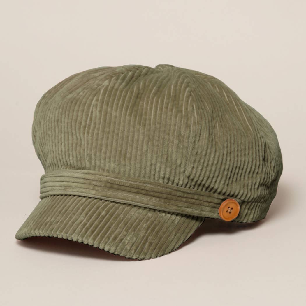Fashion City - Wholesale Newsboy/Schoolboy Hat - Women's - Women's Solid Corduroy Cabbie with Buttons12