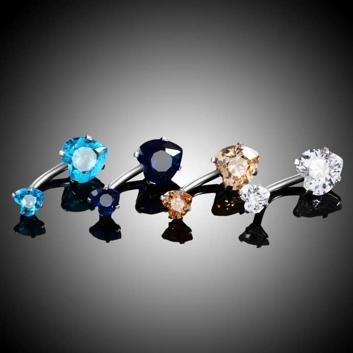 Gemscape UK - Wholesale Belly Ring - Heart shaped Belly Button - Two Stone Design5