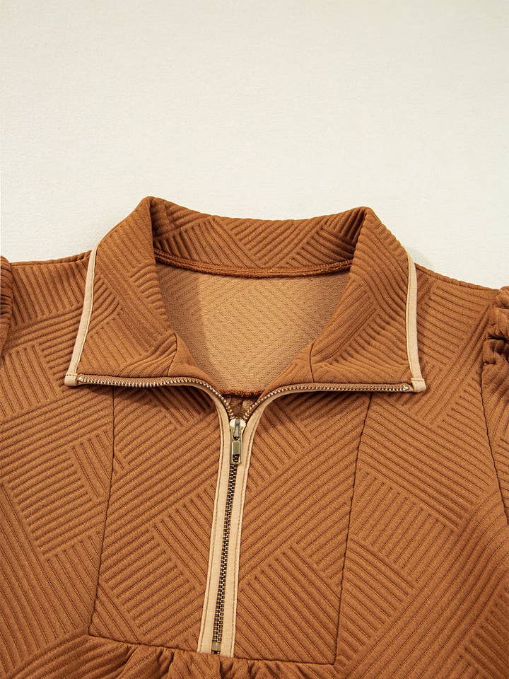 Naomi's Happy Place Shop - Wholesale Dress - Women's - Danielle Zip Collar Textured Mini Dress8