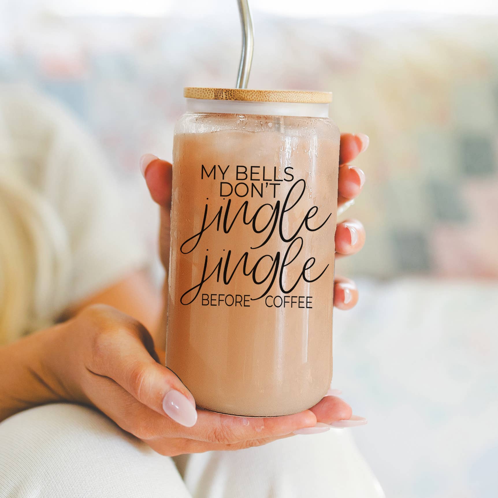 Gia Roma - Venta al por mayor Vaso/copa - Tazas de cristal para café navideñas con pajitas y tapa de madera, diseño de copos de nieve116