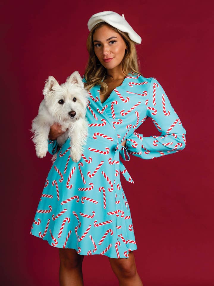 Shinesty, Inc - Wholesale Dress - Women's - Wrap Dress | The Peppermint/Candy Cane Christmas