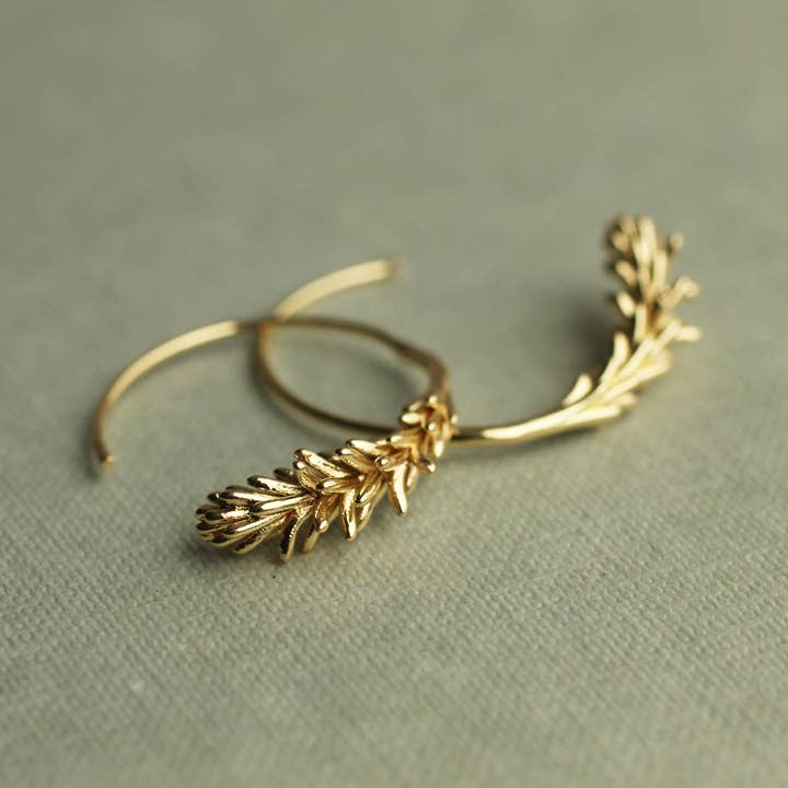 Silk Purse, Sow's Ear - Wholesale Hoop Earrings - Tiny Gold Leaf Hoop Earrings