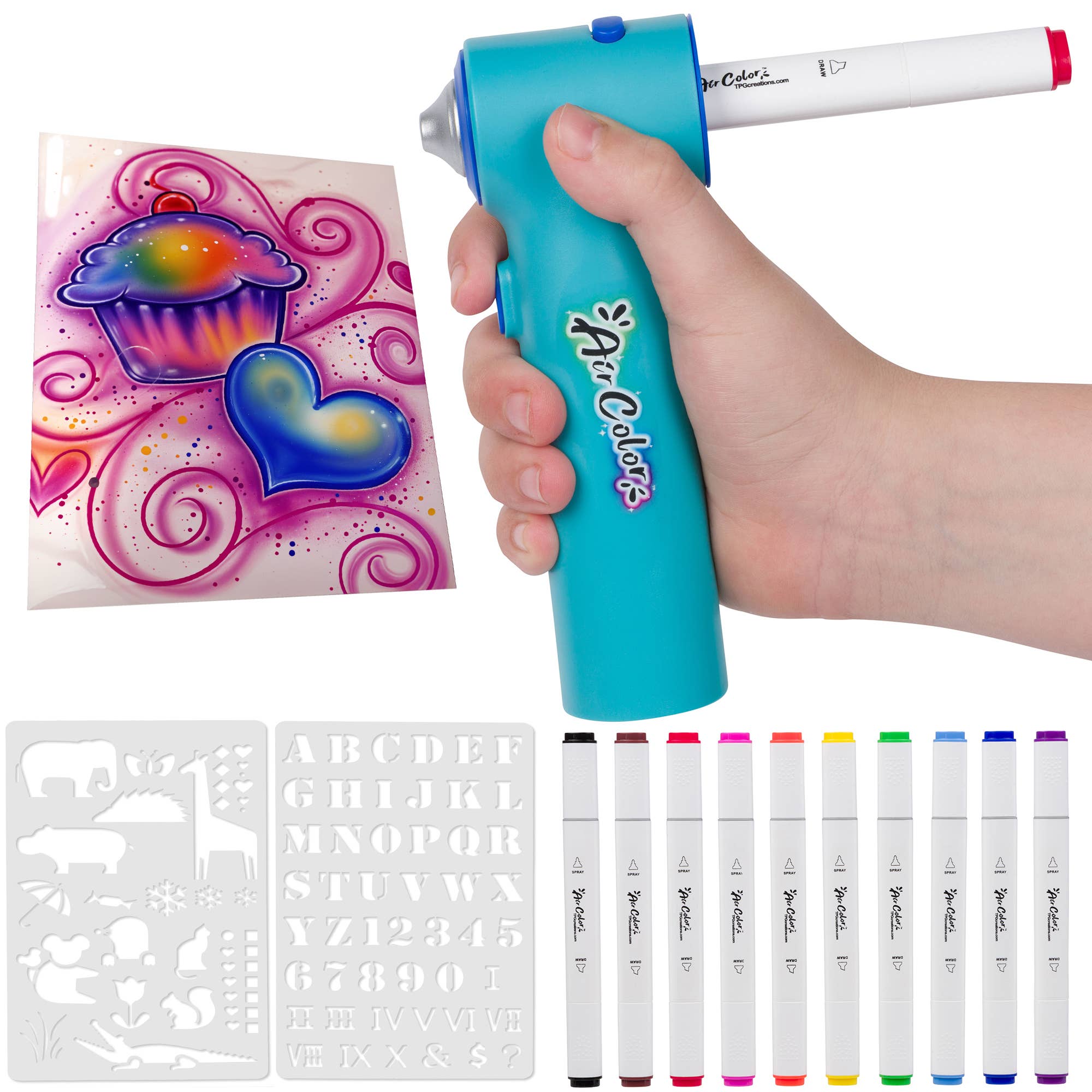 TPG Creations / The Pencil Grip - Wholesale Art Set - Kids & Baby - Aircolor Airbrush Kit (includes Markers & Stencils) TPG-4905