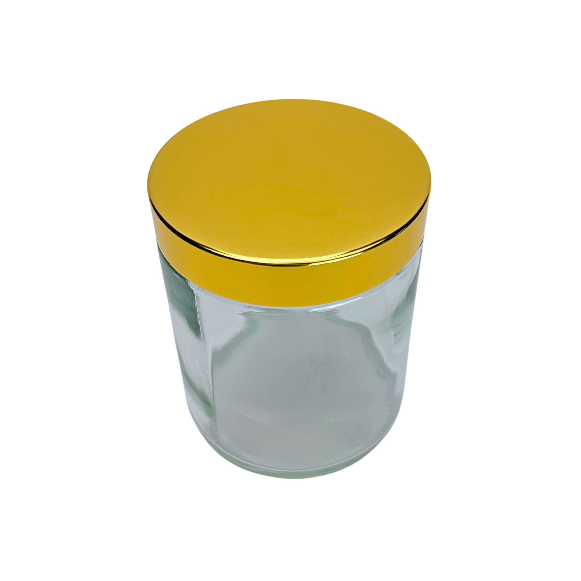 The Bottle Shoppe - Wholesale Jar - 8oz Clear Glass Straight Sided Jar with Gold Lid2