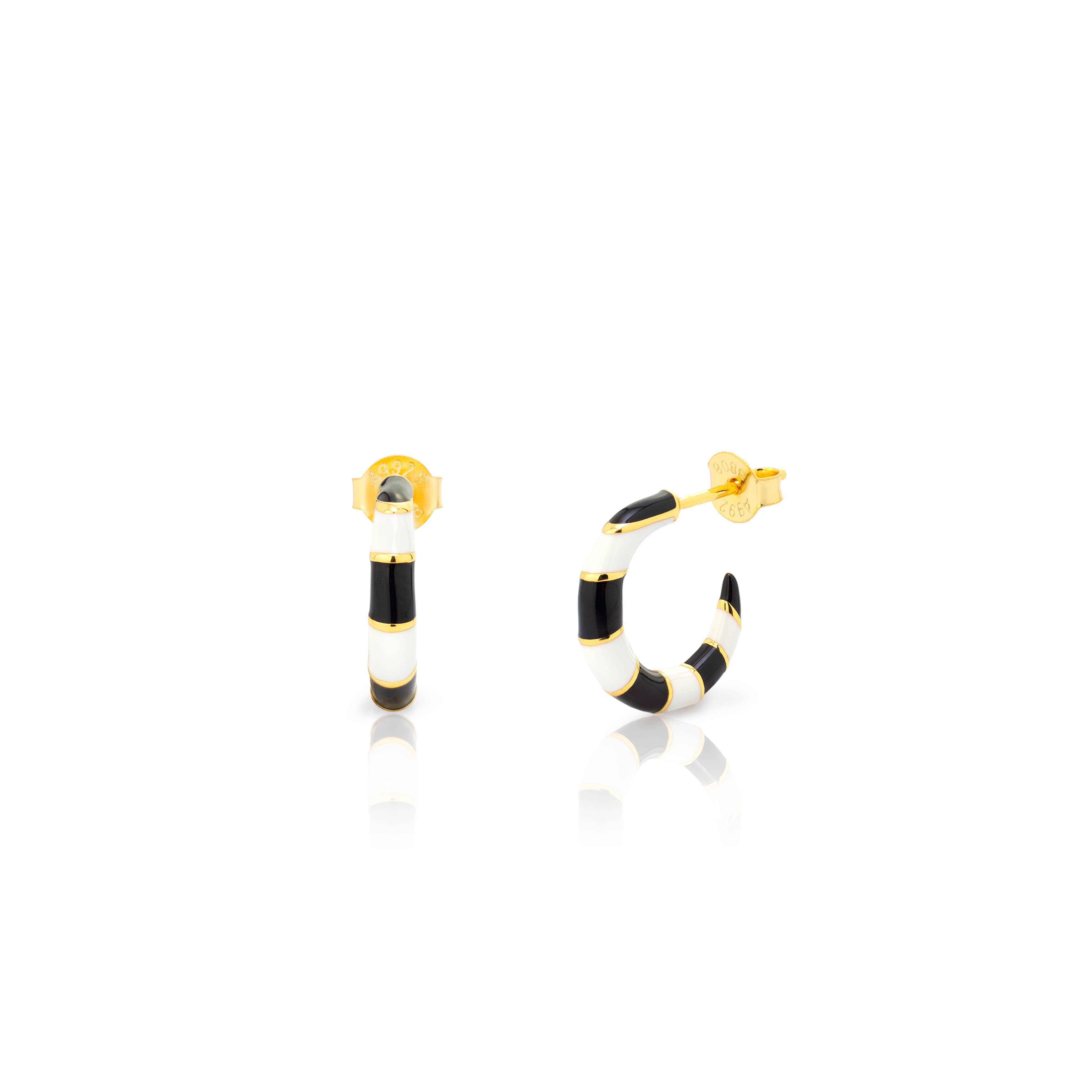 Plata y Minerales - Wholesale Hoop Earrings - Enamel Multi Earrings - Semi Hoop - 15 mm - Gold Plated0