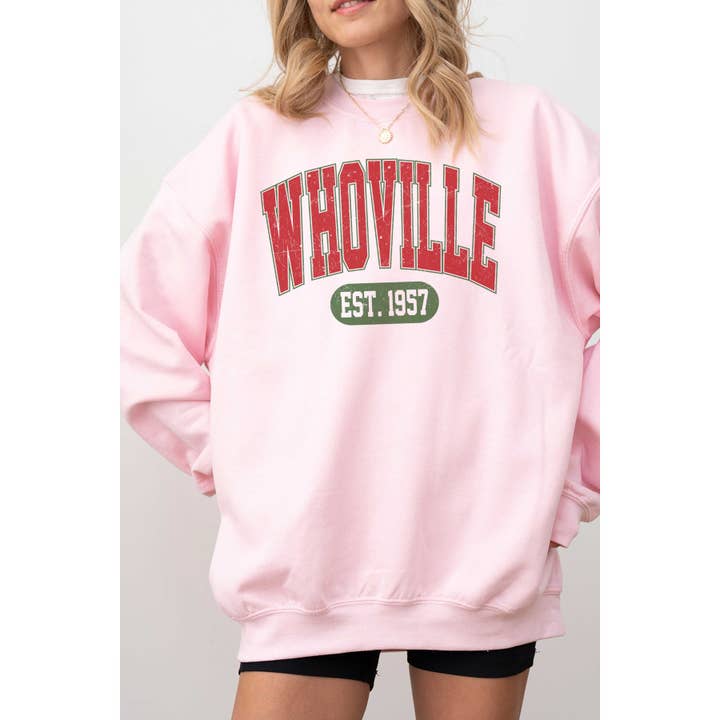 BLUME & CO. - Wholesale Graphic Sweatshirt - Women's - WHOVILLE EST 1957 Oversized Graphic Sweatshirt