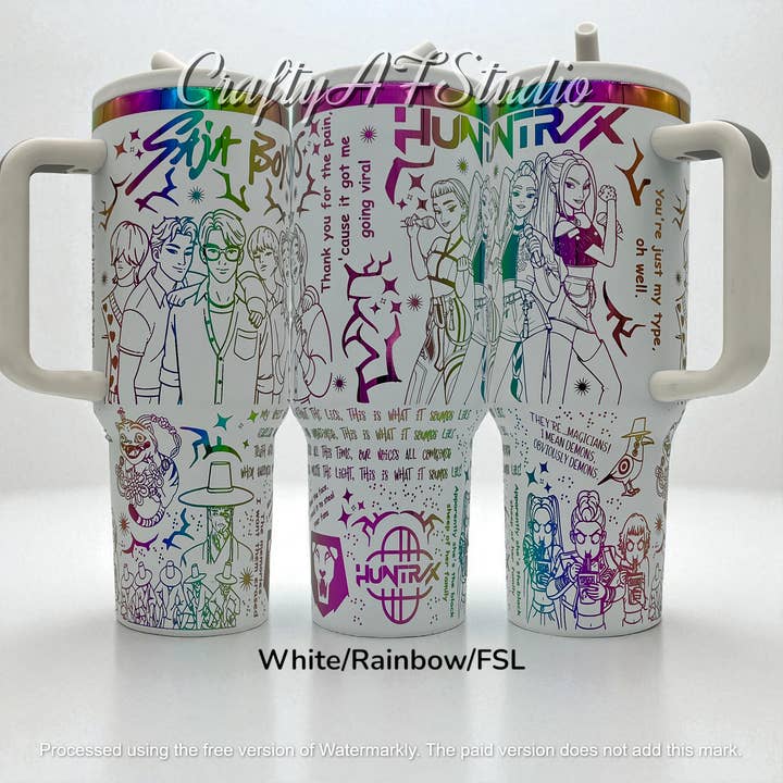 Crafty AF Studio - Wholesale Insulated Mug/Tumbler - 40oz KPop Demon Hunters Laser Engraved tumbler V2 | Huntrix | Saja Boys | k pop3