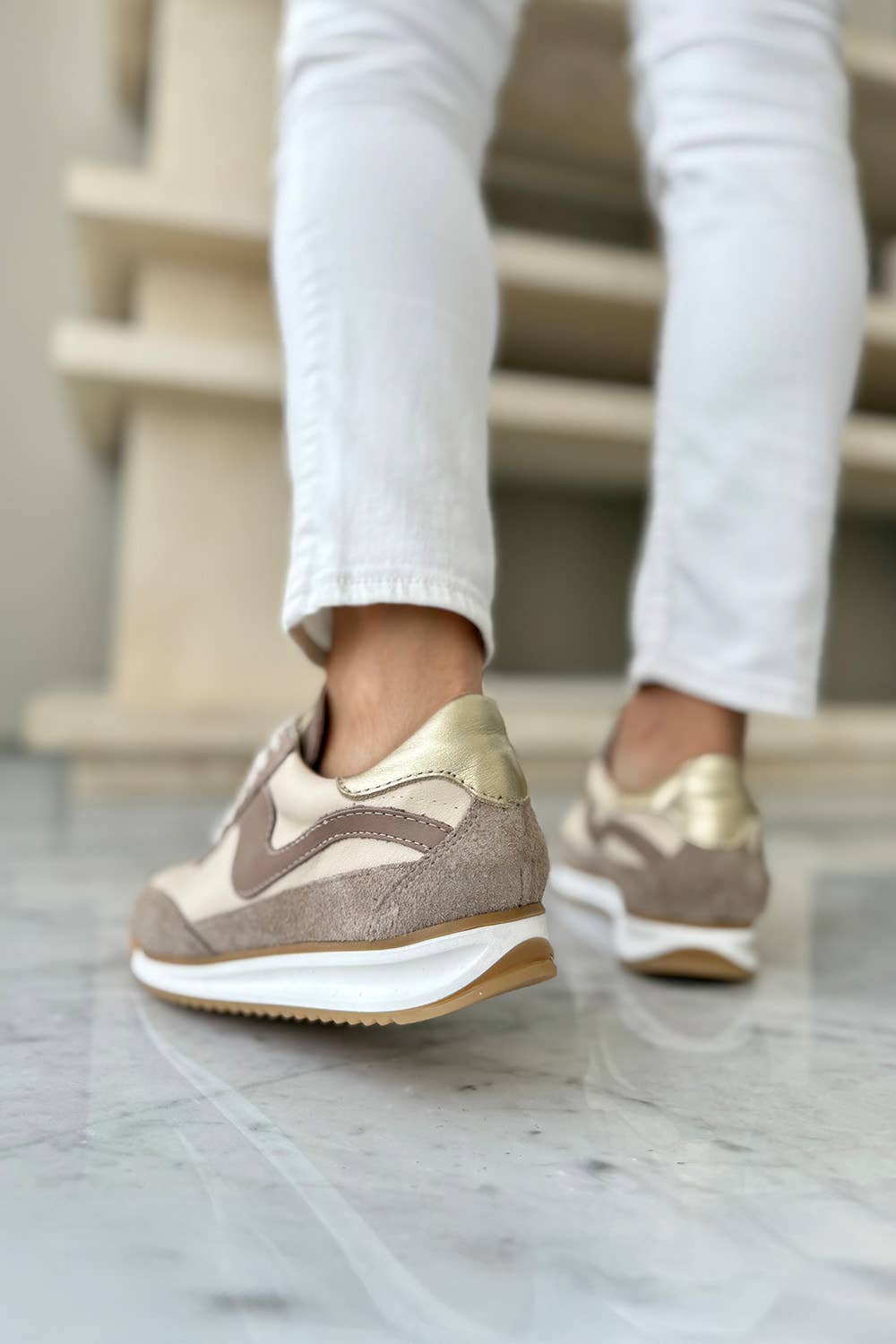 PMK SHOES - Wholesale Lifestyle Sneakers - Women's - Poema - Mink - Handmade Cow Leather Sneakers1