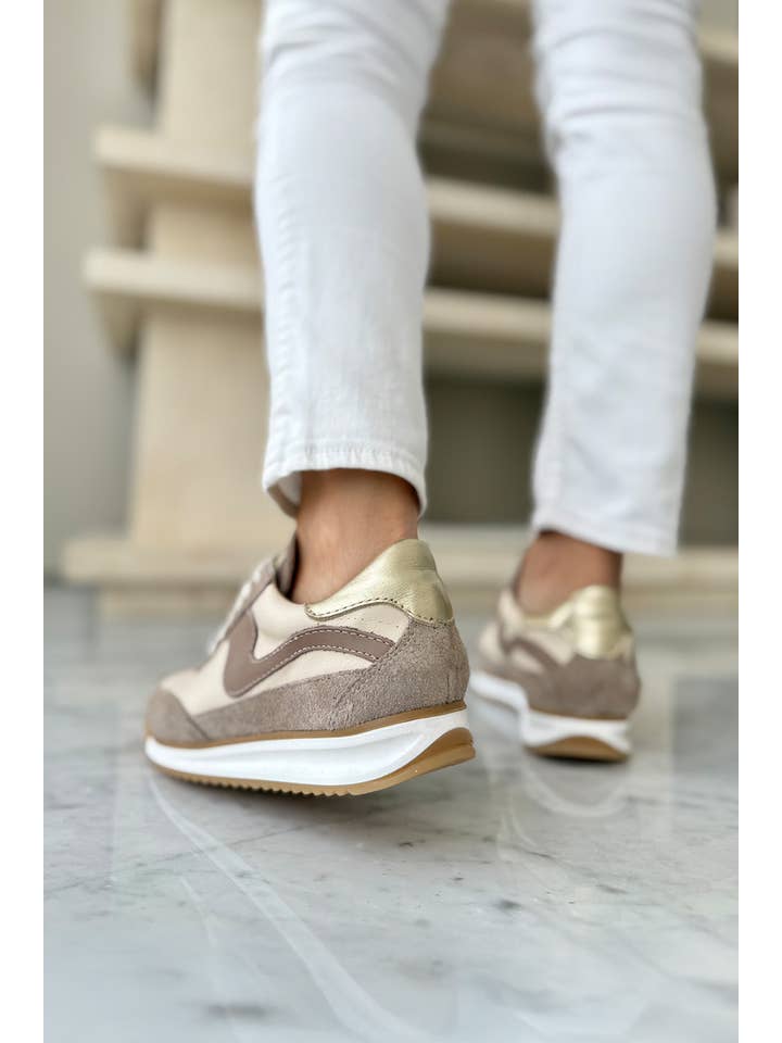 PMK SHOES - Wholesale Lifestyle Sneakers - Women's - Poema - Mink - Handmade Cow Leather Sneakers1