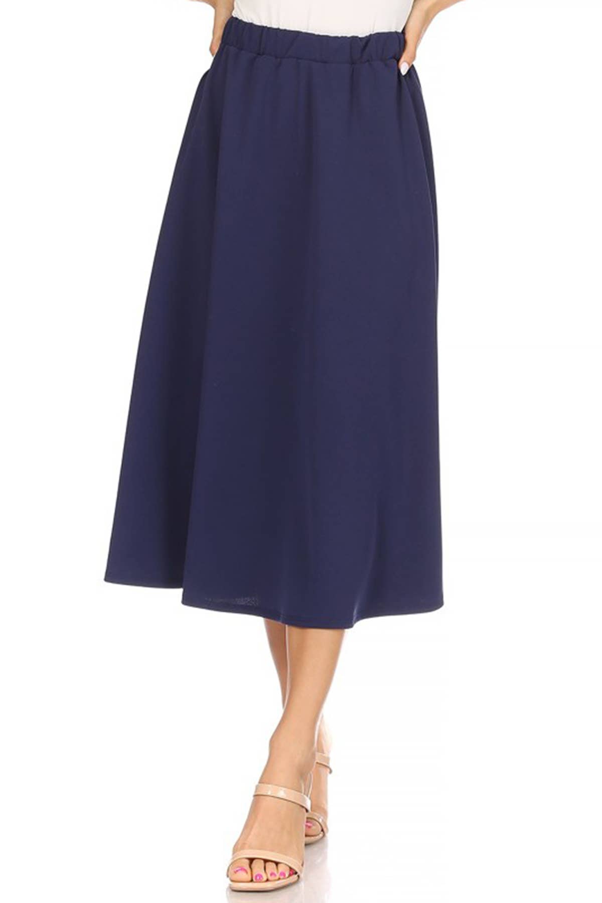 MOA COLLECTION - Vente Jupe – femme - Femme Casual Trapèze Plissée Solide Jupe Midi12