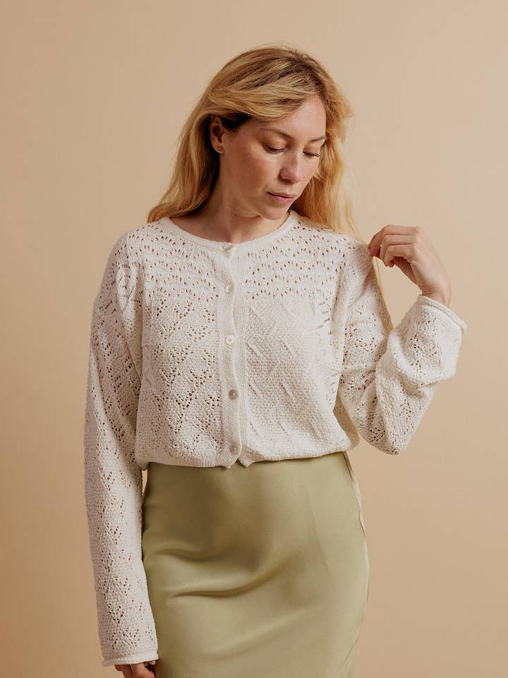 AUBIN Openwork long-sleeve cardigan for wholesale by EMILIE K