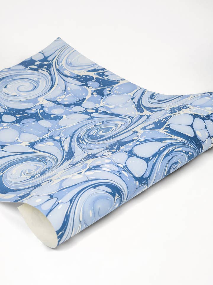 Hand-Marbled Ocean Wave Gift Wrapping Paper Sheets for wholesale by Inner Child