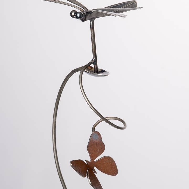 Pauls Metal Petals - Wholesale Outdoor Ornament/Decor - Single Dragonfly/ Butterfly Counterweight