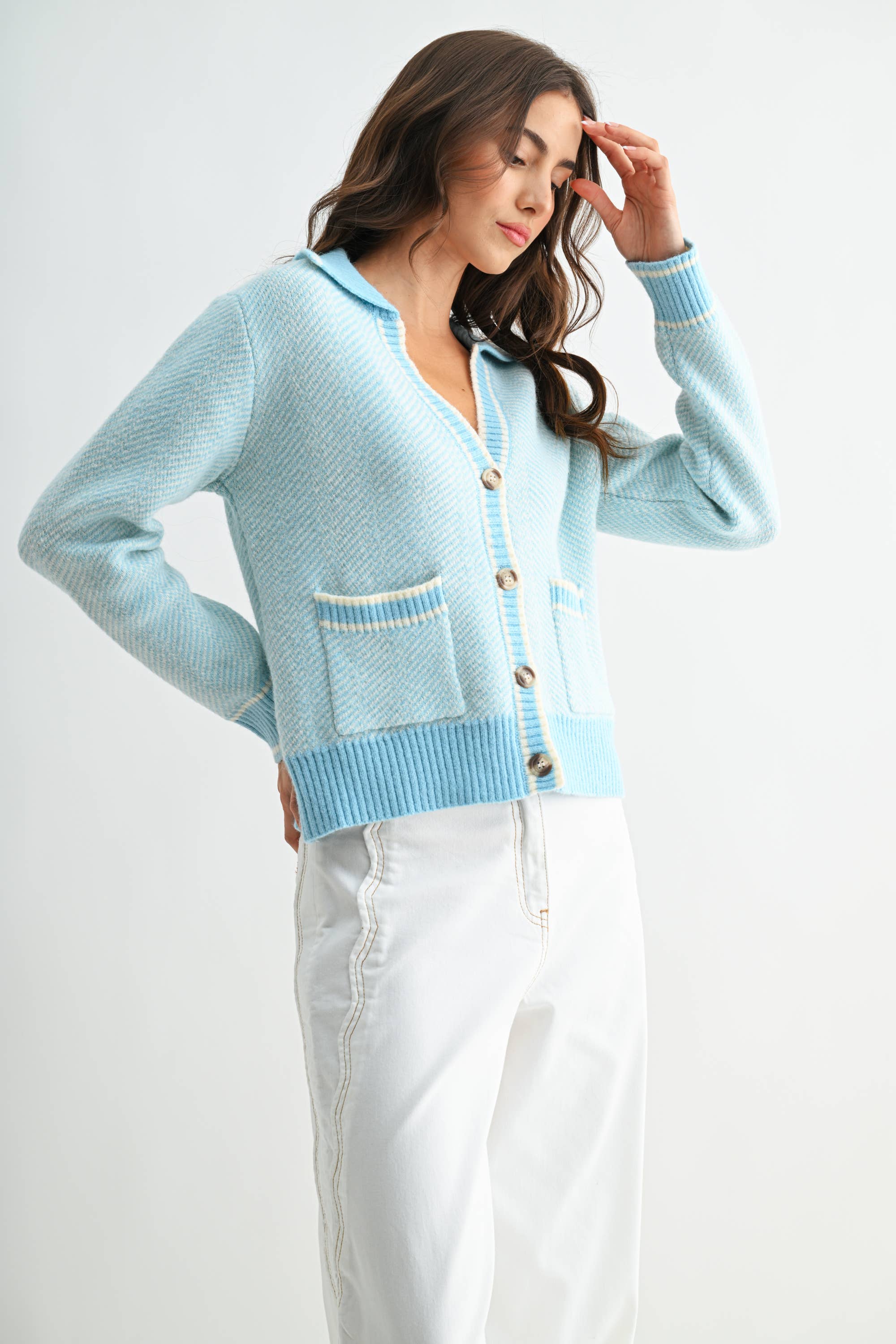 Camellia - Wholesale Knit Sweater - Women's - CW10236E HERRINGBONE KNIT CARDIGAN22