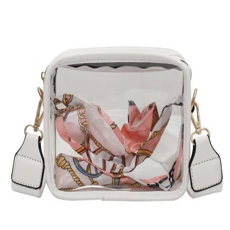 Letter Patch Clear Gameday Stadium Crossbody Bag White