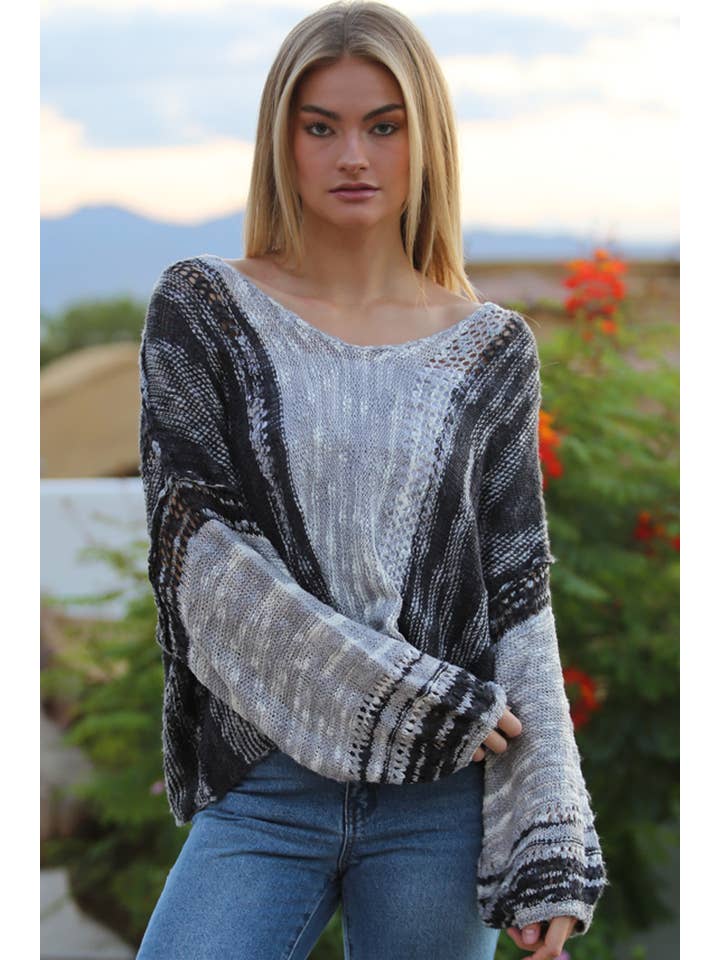 ANGIE - Vendita all'ingrosso Maglione tricot - Donna - Maglione leggero crop con scollo a V dallo stile beachy