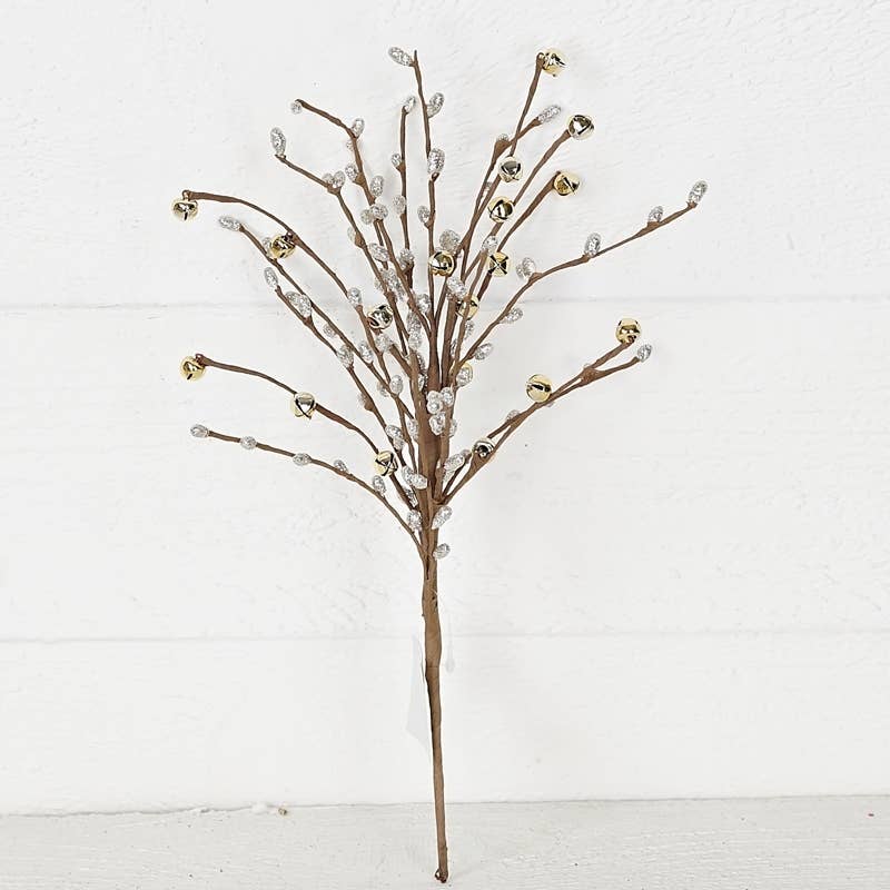 Impressive Enterprises, Inc. - Wholesale Christmas Decoration - ISB71513- 14in Glitter Mini Bells and Pip Spray-Champagne2