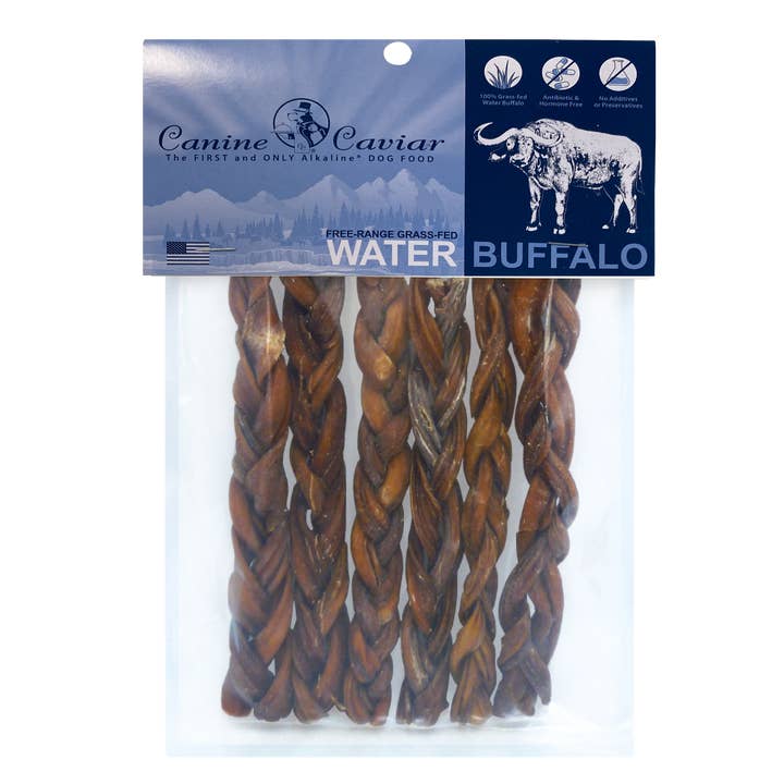 Canine Caviar Water Buffalo Stix, Braided 6-Pack Dog Treats for wholesale by Canine Caviar