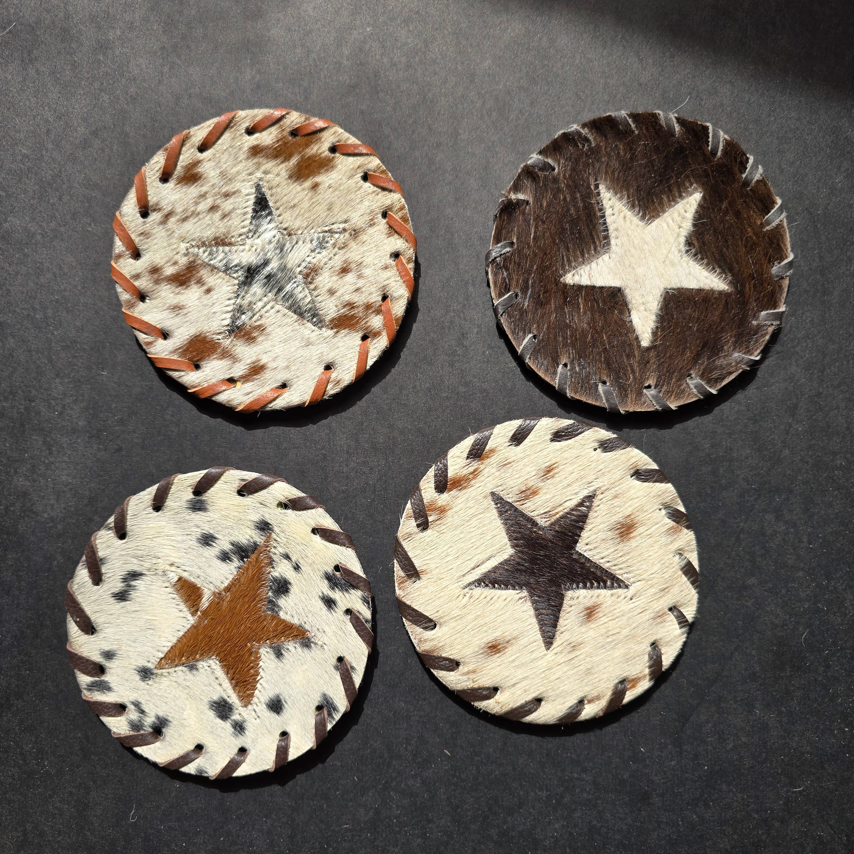 Ranchers Closet - Wholesale Coasters - 4 Cowhide Hair-on Coaster - Handcrafted Western Decor1
