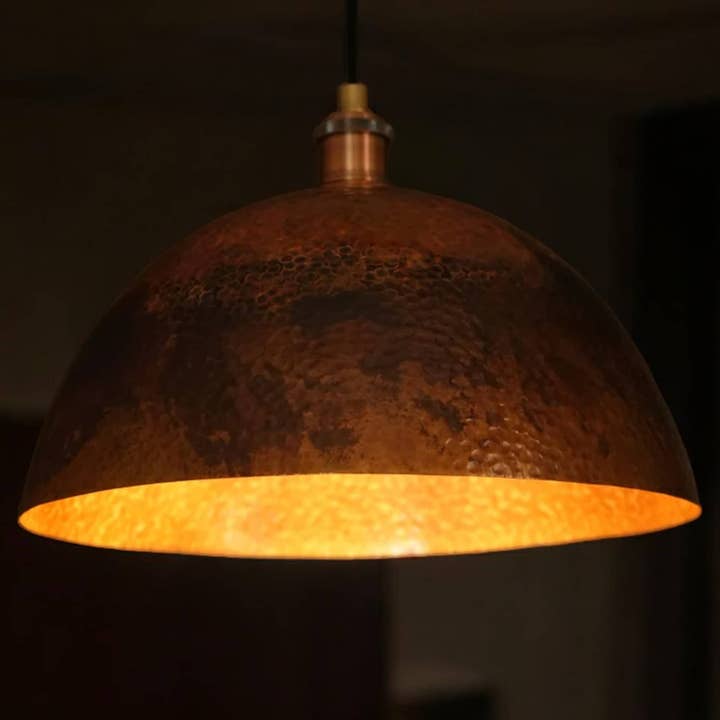 Lámpara colgante de cobre oxidado con pantalla en forma de cúpula para isla de cocina y comedor para venta al por mayor de Moroccantastics