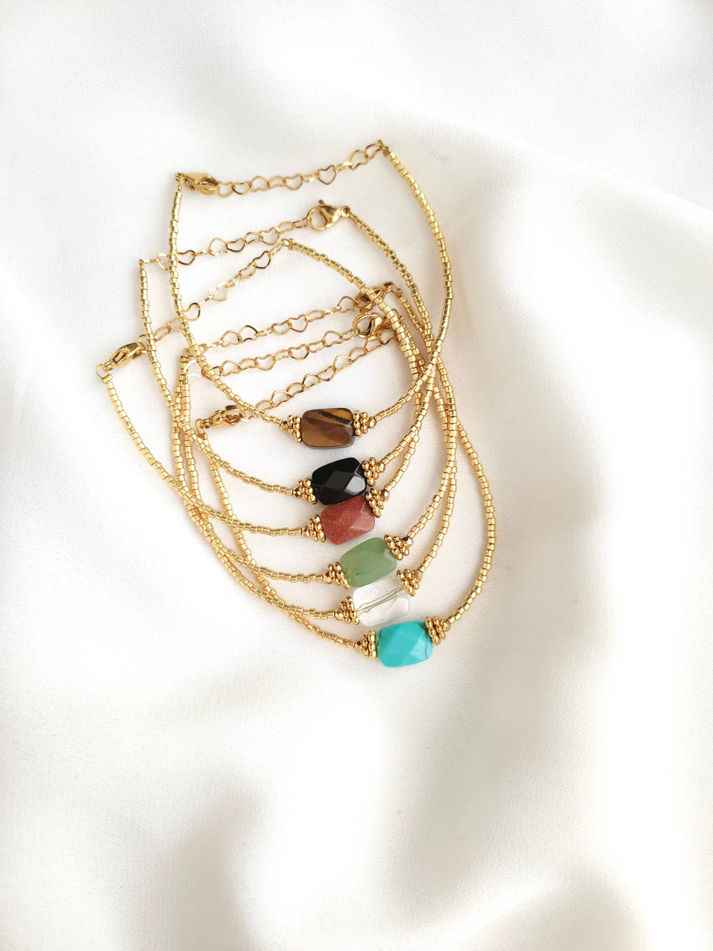 L'Atelier d'Artémis - Venta al por mayor Pulsera de cuentas - Pulsera OLYMPE con cuentas Miyuki chapadas en oro y piedras naturales7