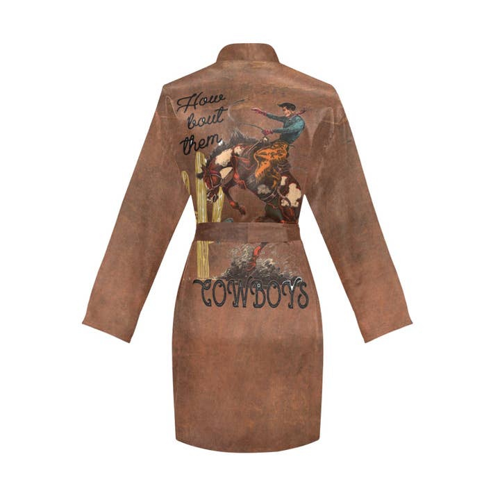 BAHA RANCH WESTERN WEAR - Wholesale Robe - Women's - Them Cowboys Western Women's Long Sleeve Belted Satin Feel Dressing Lounge Robe