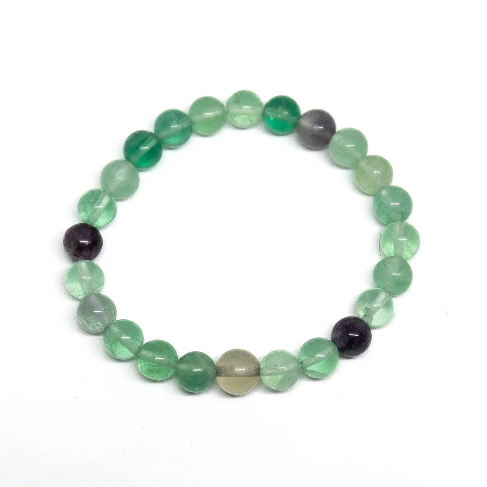 Namu Baru Inc. - Wholesale Beaded Bracelet - Large Size Rainbow Fluorite Beaded Bracelet Wrist Mala 10mm0