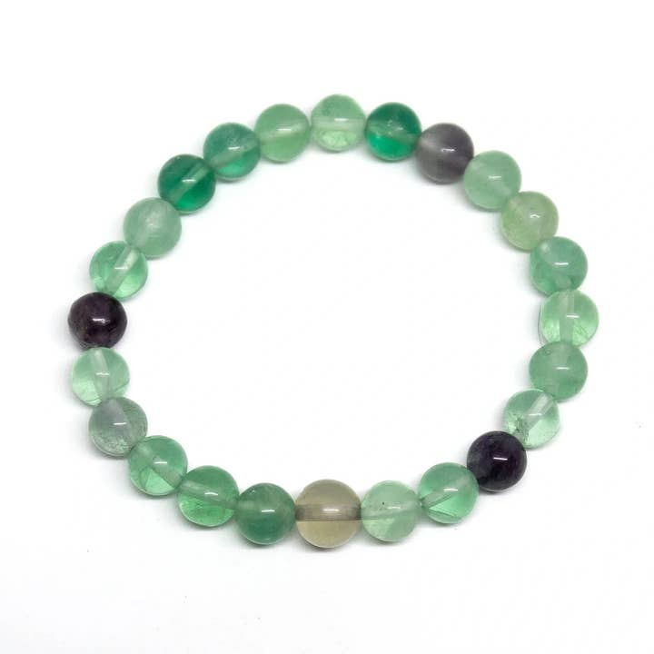Namu Baru Inc. - Wholesale Beaded Bracelet - Large Size Rainbow Fluorite Beaded Bracelet Wrist Mala 10mm0